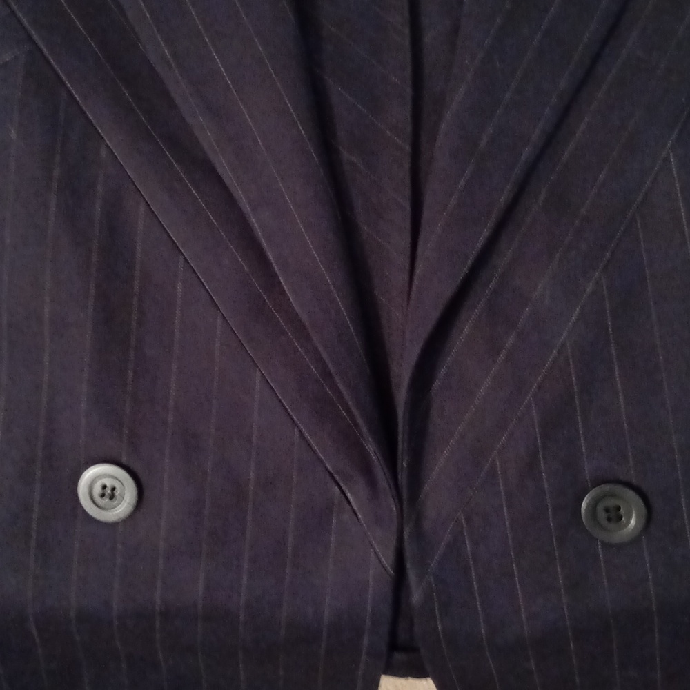 Sport Max Double Breasted Navy Pinstripe Blazer Jacket Cropped Lined Like New 8